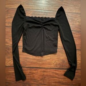 Fair haven Chic Black Lace Trim Crop Top